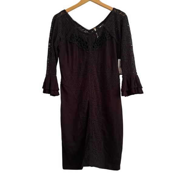 Free People City Girl Bodycon Black Mini Dress NWT Size Large - Picture 5 of 15